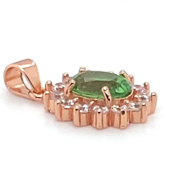 Tsavorite Garnet 1.30ct Rose Gold Finish Solid 925 Sterling Silver Pendant - Picture 7 of 8